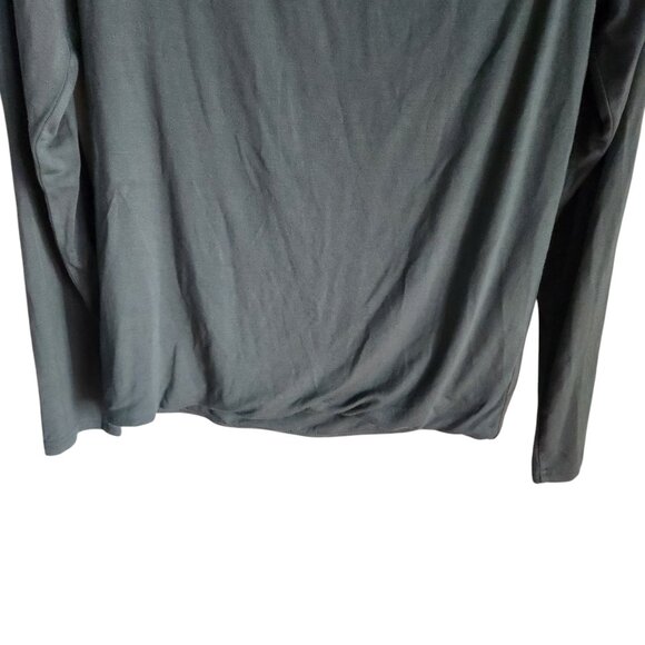 J Crew Shirt Green Large Women's FormKnit Long Sleeve Open Back Top With Bow - Picture 3 of 10